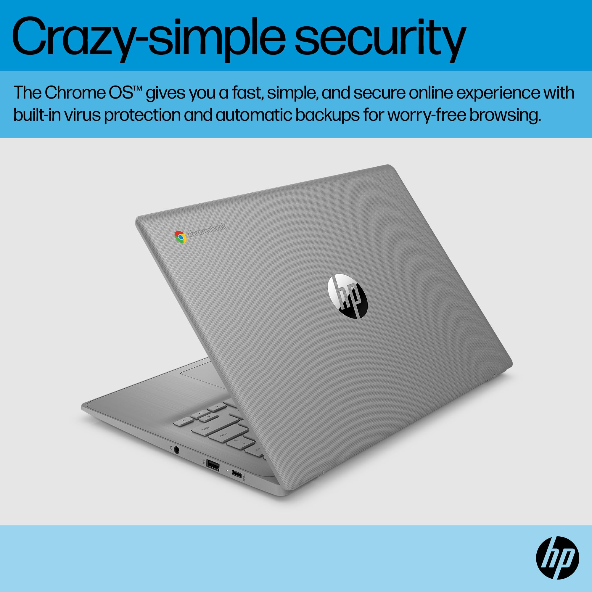 HP Chromebook 14 inch, Intel Celeron N4500, 4GB LPDDR4x, 64GB eMMC